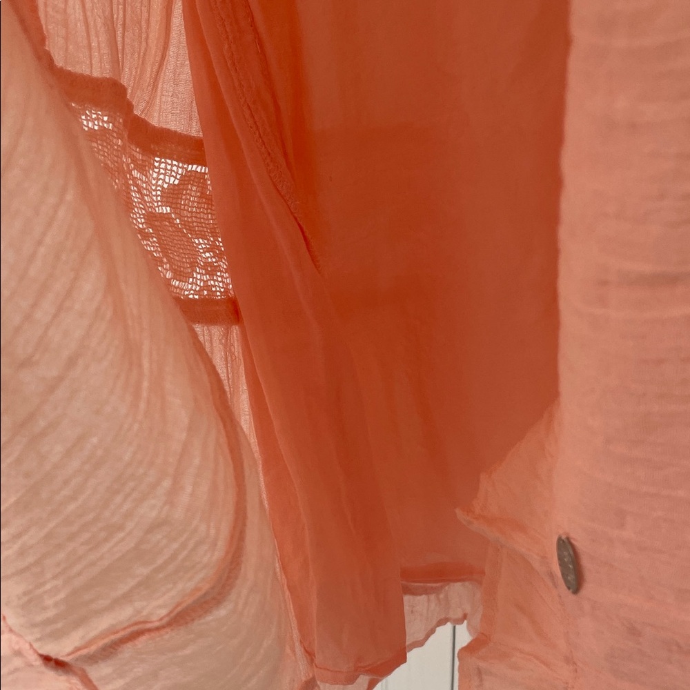 Rip Curl Flowy Peachy Pink Lace-Trim Mini Dress SzL - Picture 8 of 10